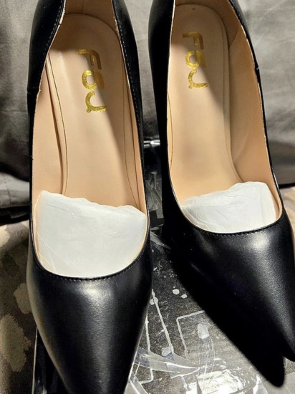 FSJ Black Leather Pointed Toe High Stiletto Heels Pumps 10